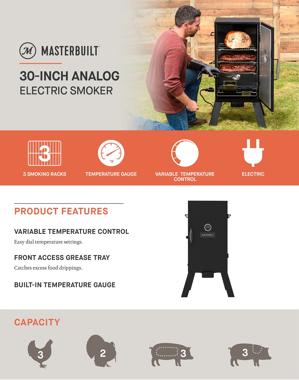 Masterbuilt MES 35B Electric SmokerMB20070210 The Home Depot